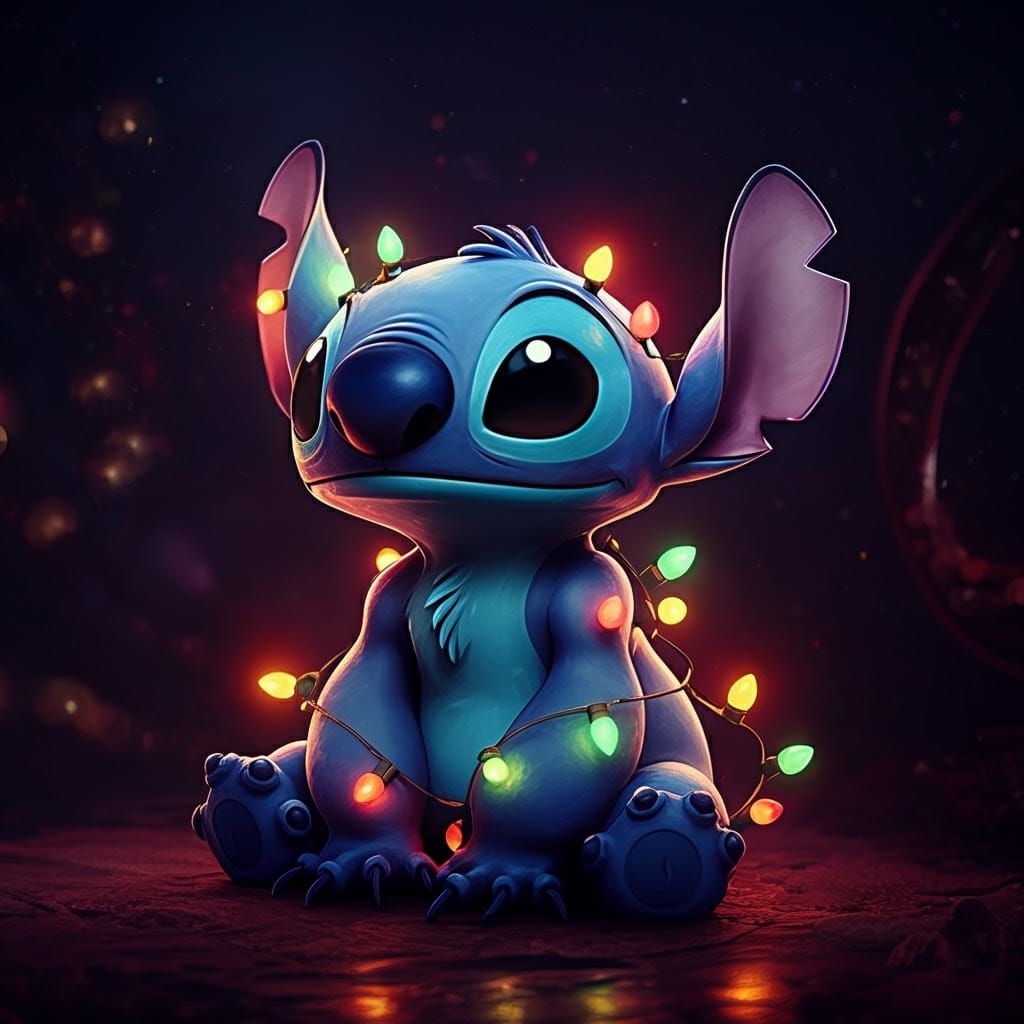 Festive Stitch Adorned with Holiday Lights