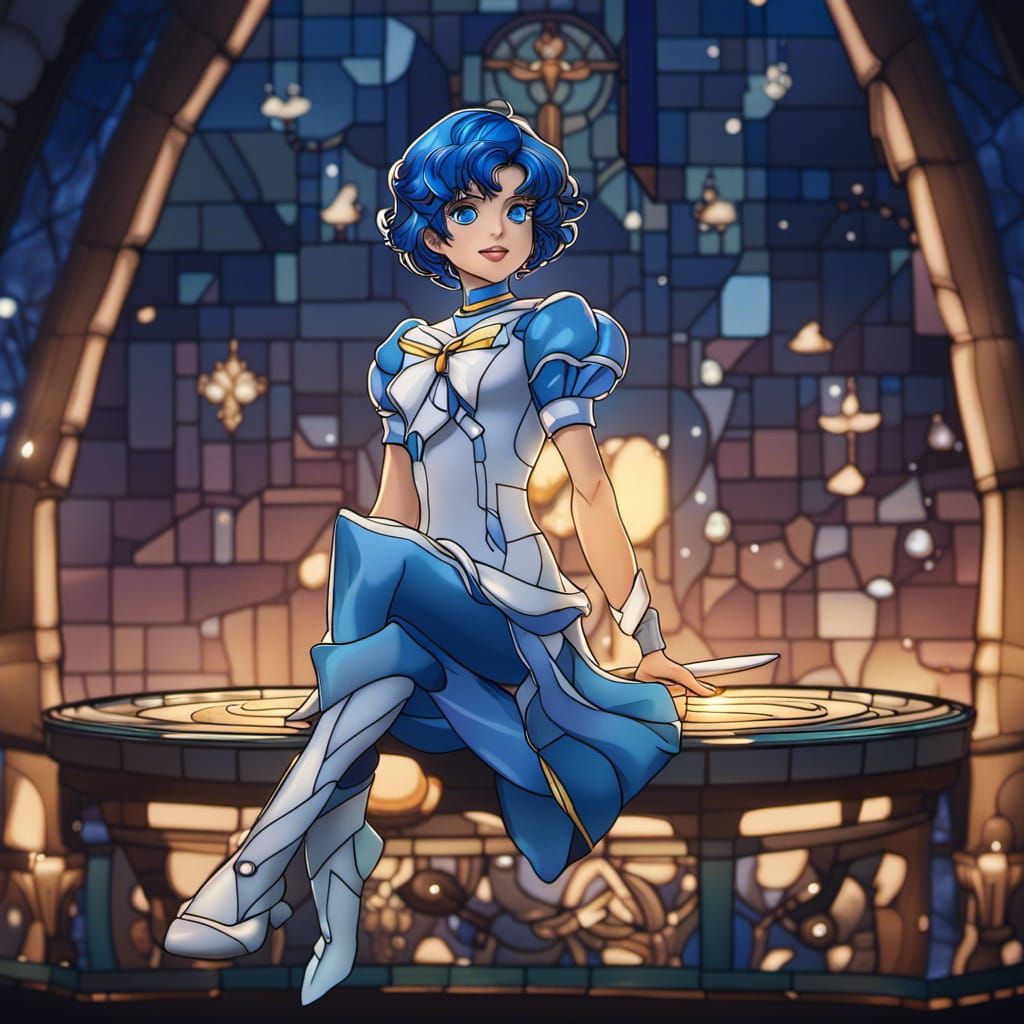 Sailor Mercury Stained Glass Art