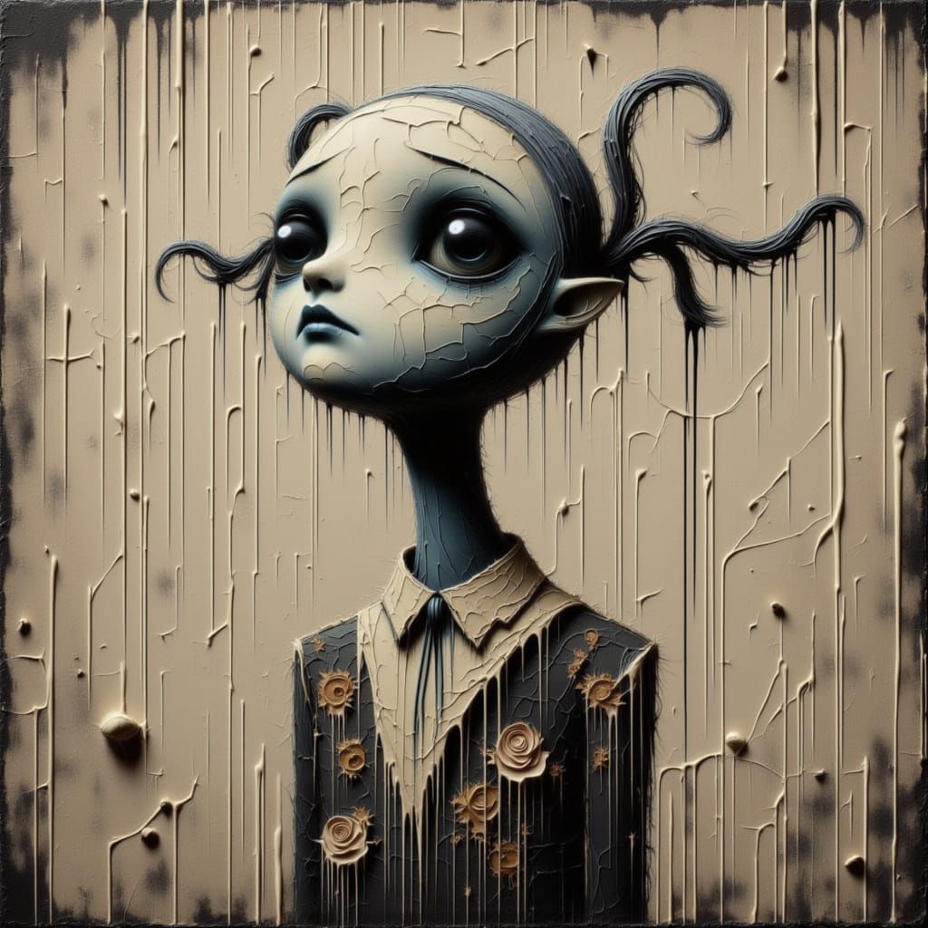 Whimsical Gothic Figure in Impasto Style