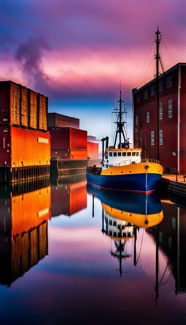 Lake Superior Waterfront in Foggy Dawn Light