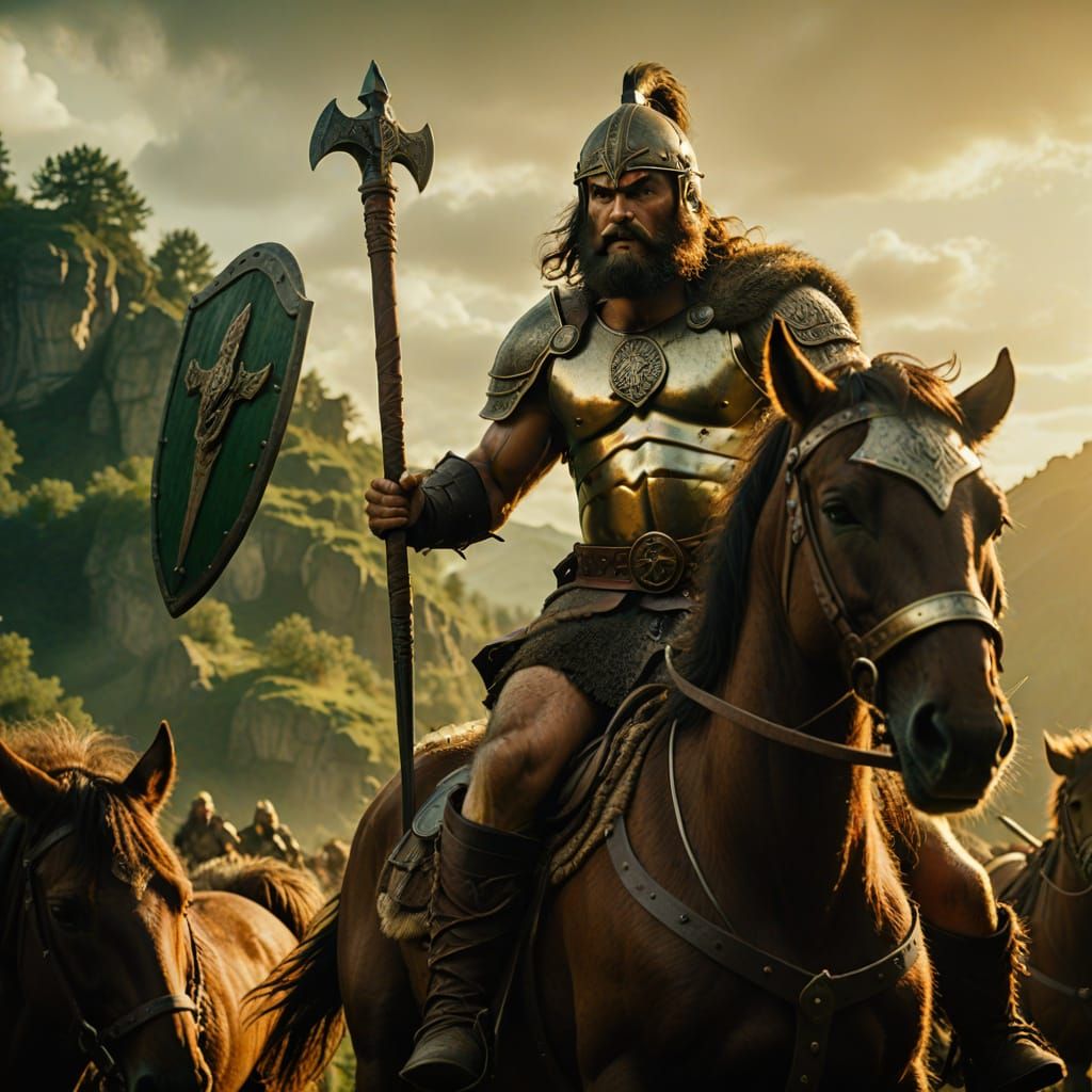 Barbarian Warrior on Horseback in a Classic Fantasy Style