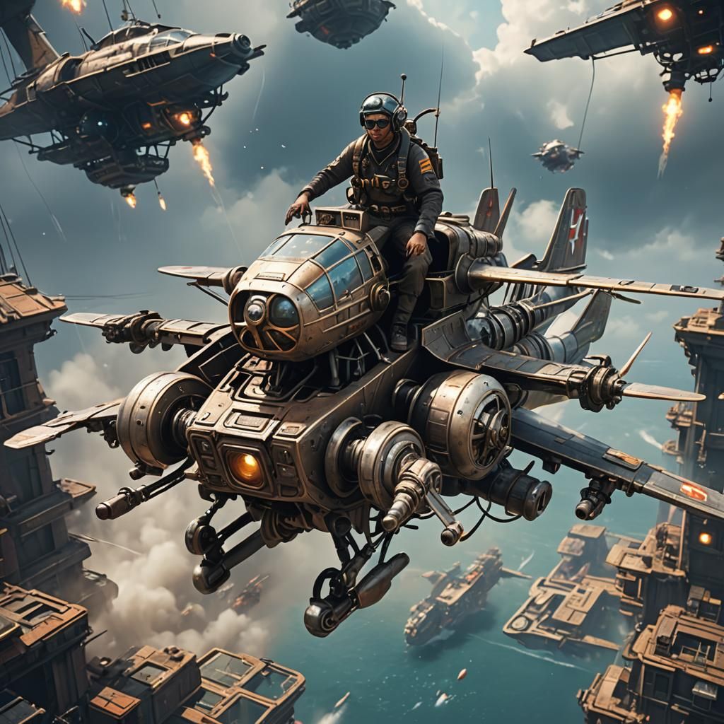 Retrofuturistic Personal Flying Machine, Splash Art