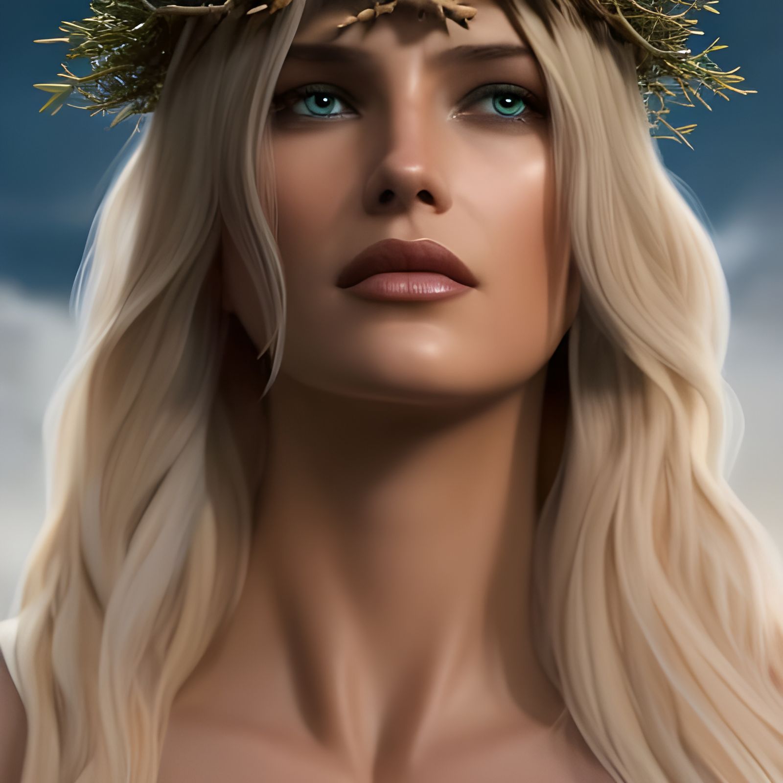 Beautiful Woman with Crown of Thorns Portrait