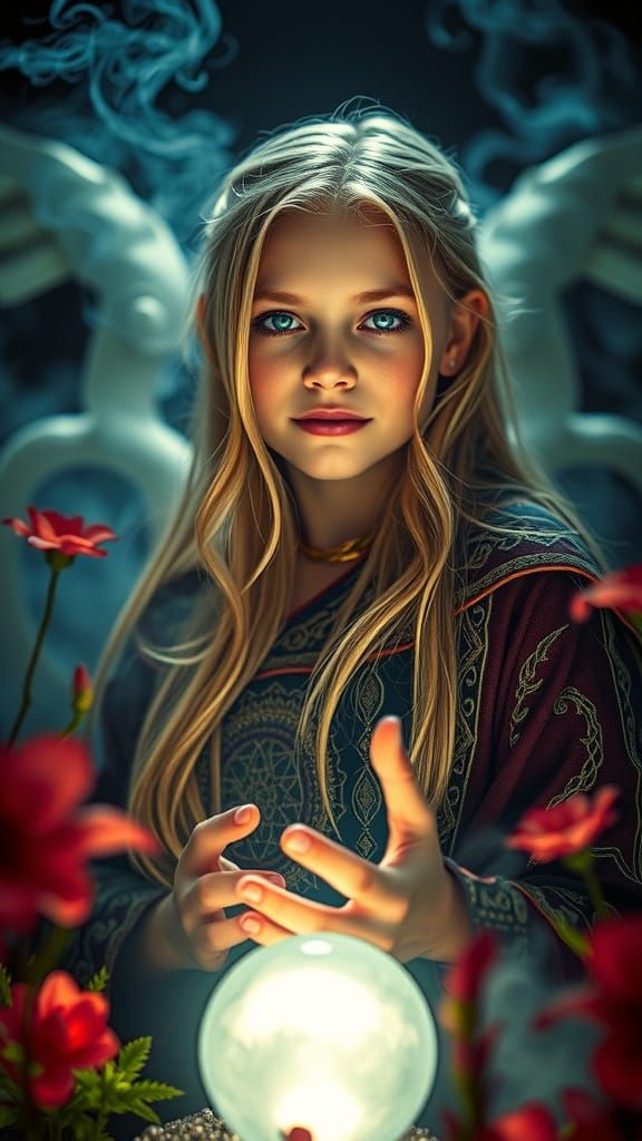 Magical Seer: Blonde Girl in Mystical Setting
