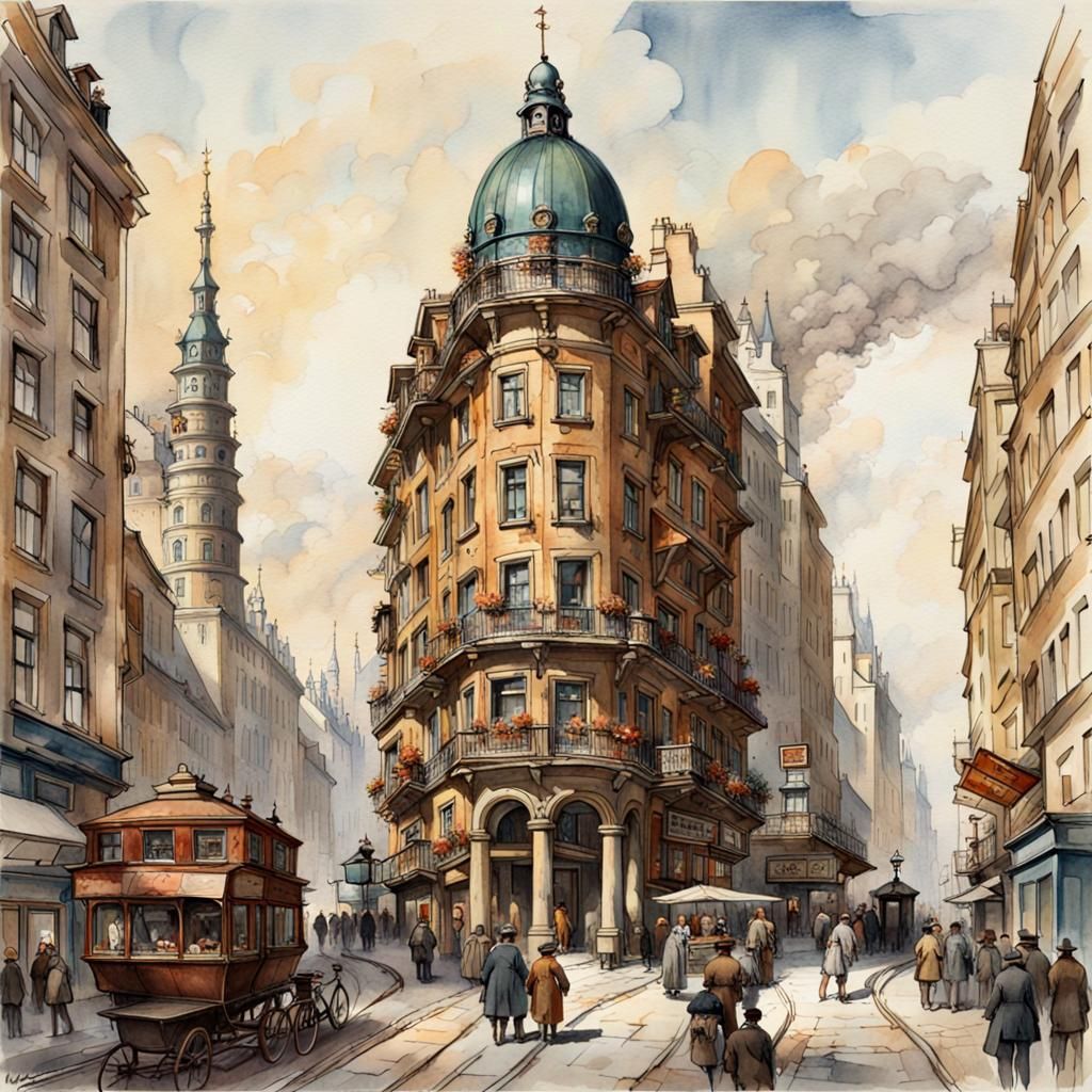 Scottish Steampunk Metropolis: A Watercolor Dream