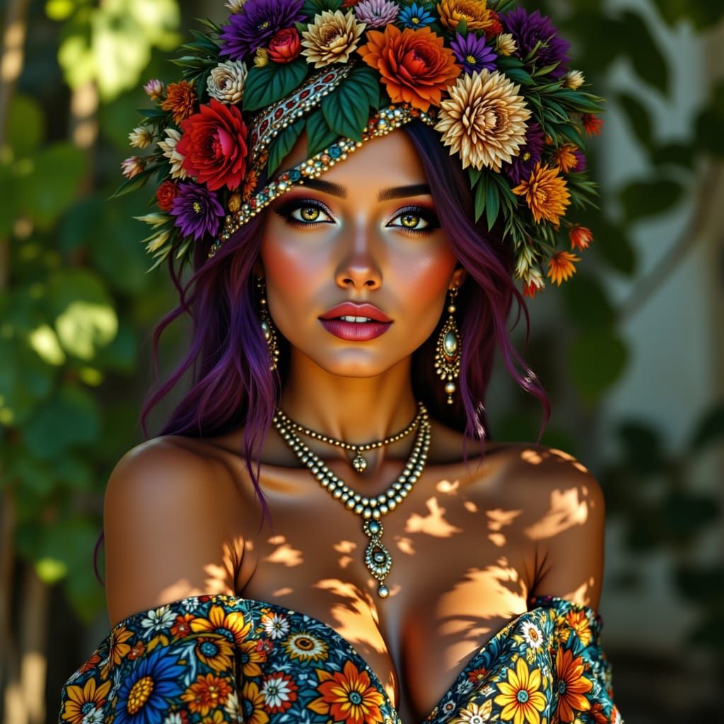 Vibrant Brazilian Woman in Traditional Attire