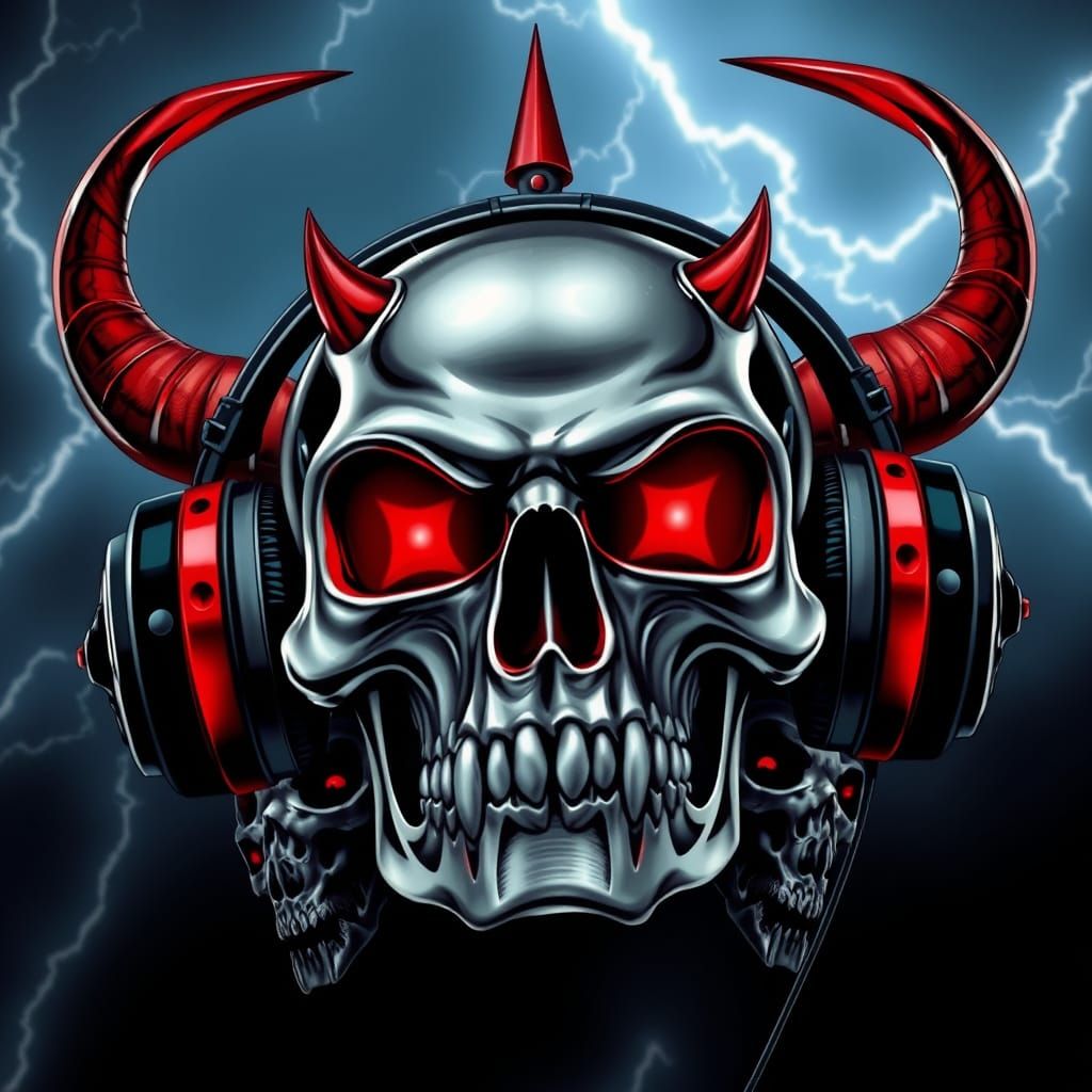 Metal Demon Skull in Epic Power Metal Style