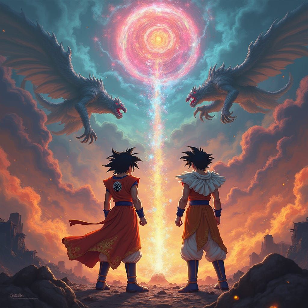 Epic Clash of Heroes in Surreal Dreamlike Realm