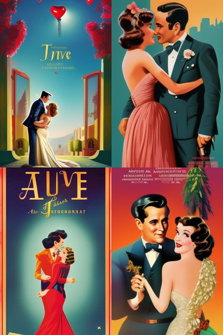 Whimsical Vintage Movie Poster of True Love