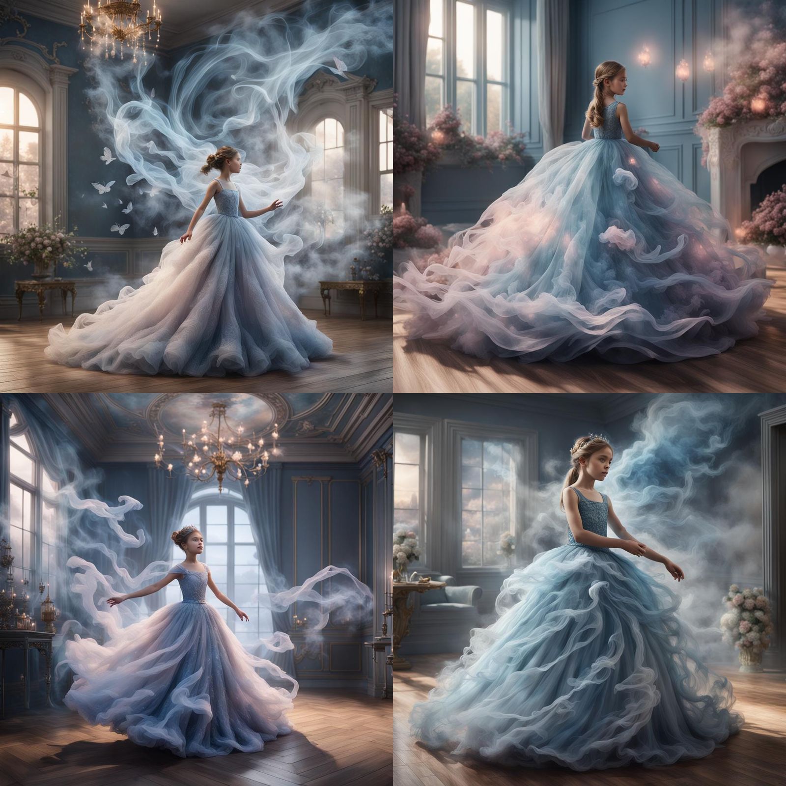 Ethereal Fairy Town with Smoke Patterns in 3D