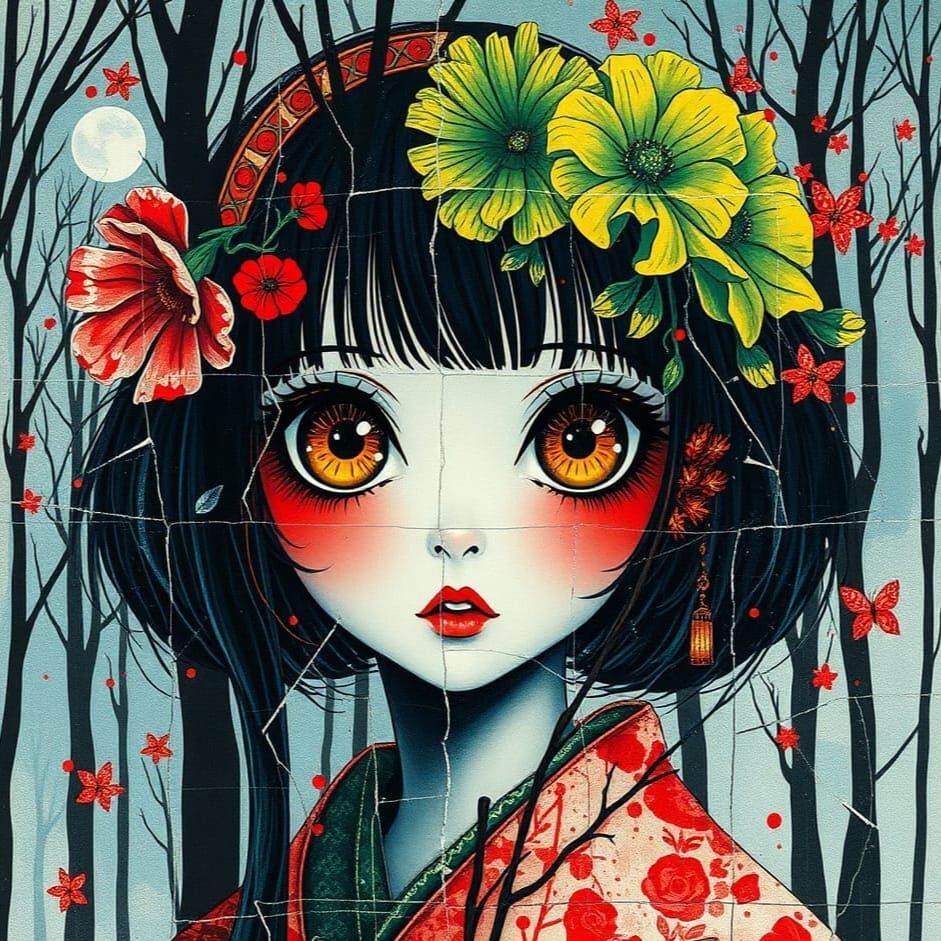 Hyper Cute Japanese Lady Portrait with Big Eyes