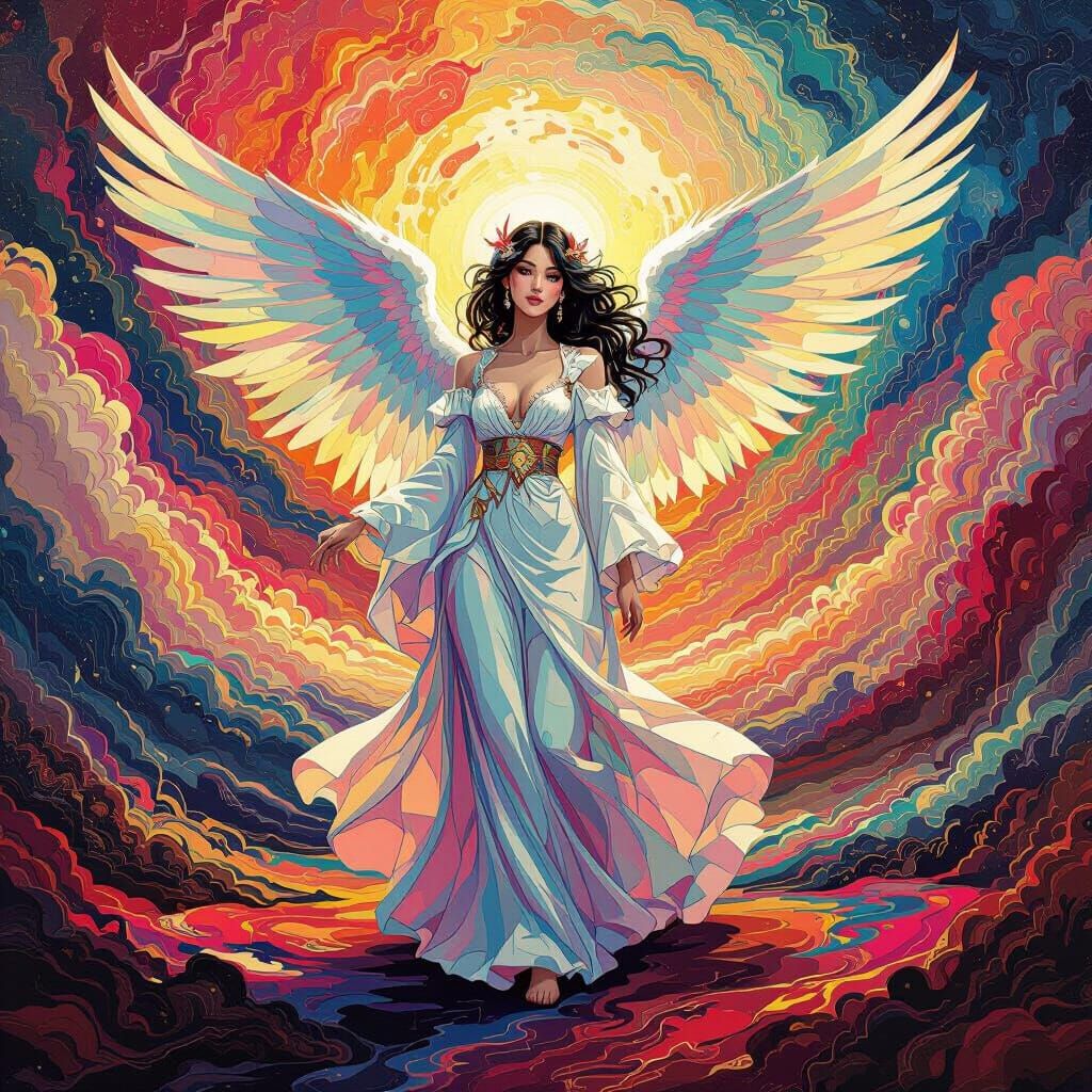 Heavenly Angel in Surreal Pop Art Style
