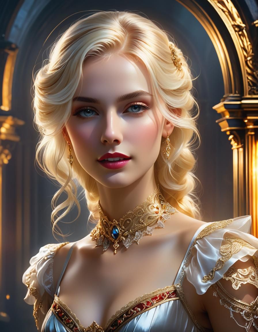 Gothic Romantic Blond Beauty Portrait