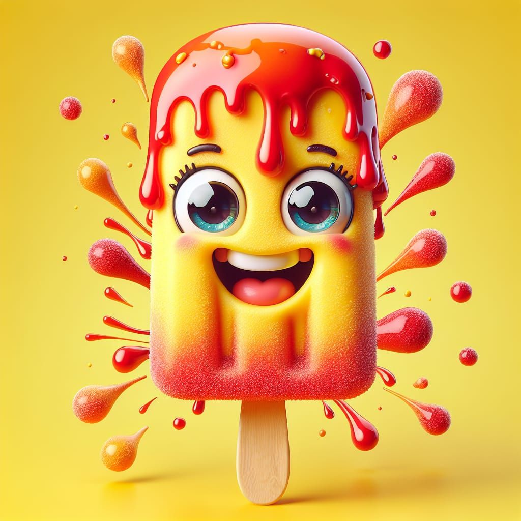 Whimsical Cartoon Ice Cream Popsicle Character in Candy Art....