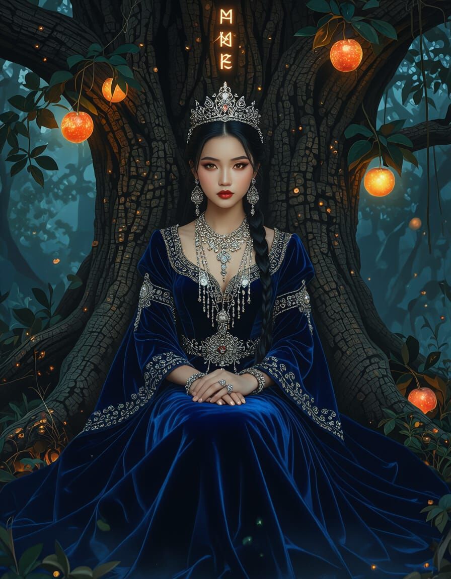 Hmong Queen Portrait in Mystical Realism Style