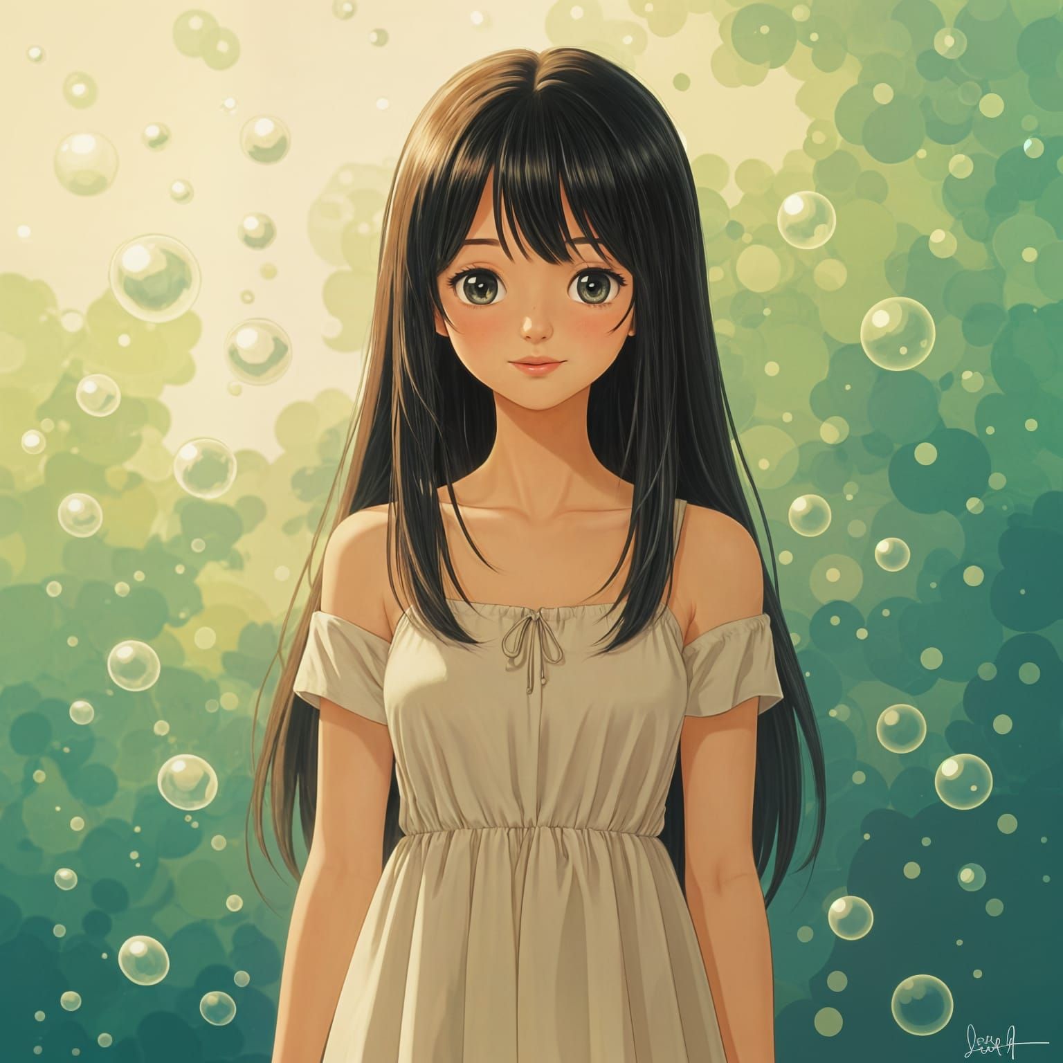 Ethereal Girl with Gentle Presence and Soft Hair