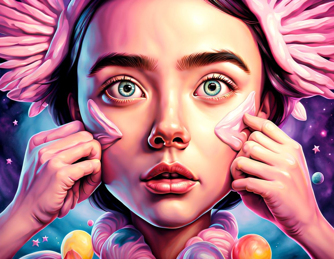 Serious 3D Portrait in Whimsical Airbrushed Style