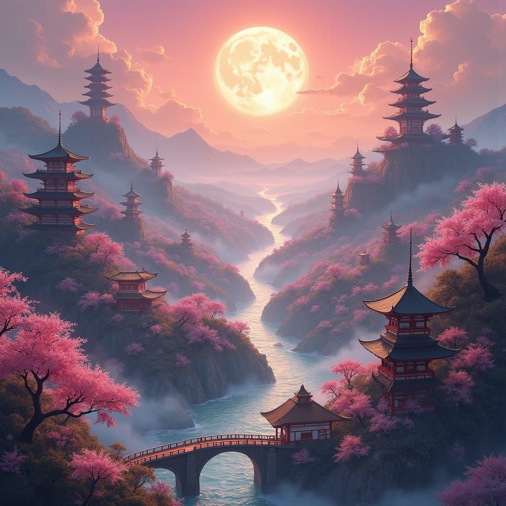 Sakura Realm Map with Cherry Blossom Valleys