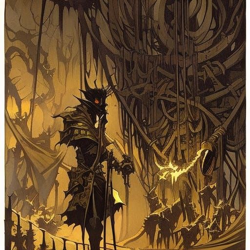 Sinister Dungeon with Leather Straps in Gouache Style