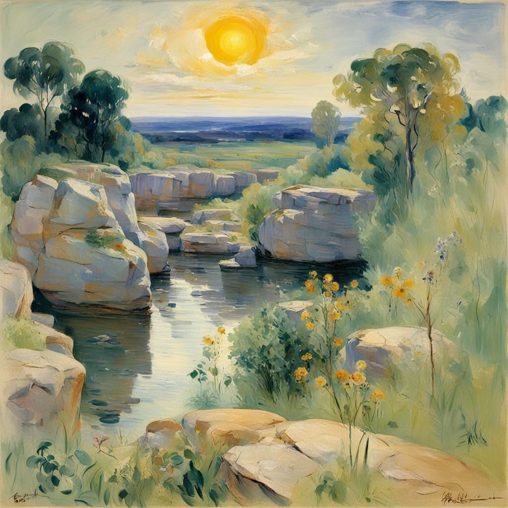 Surreal Landscape in Synthwave Style with Neon Colors