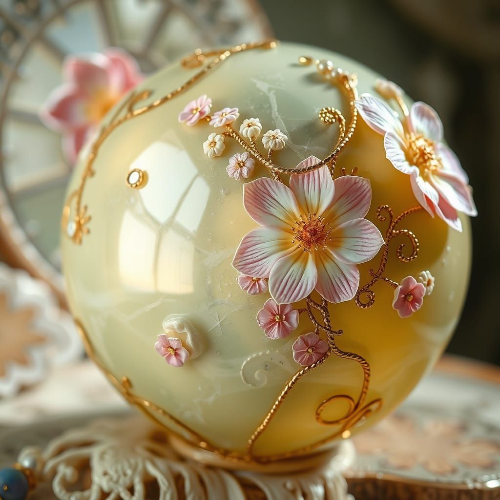 Ethereal Faberge Egg Encaustic Painting