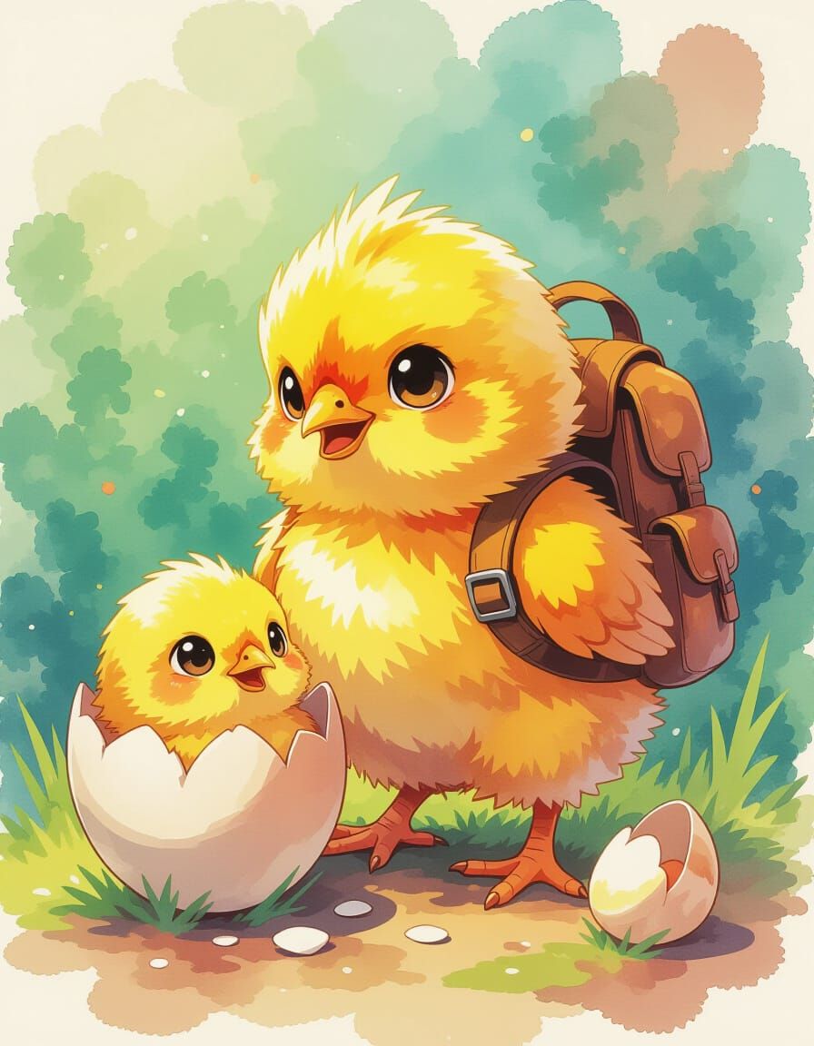 Anime Chicks Hatching on an Adventure