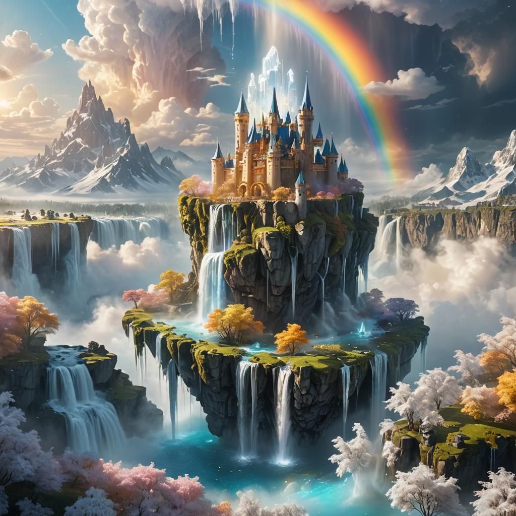 Ethereal Floating Island with Crystal Castle