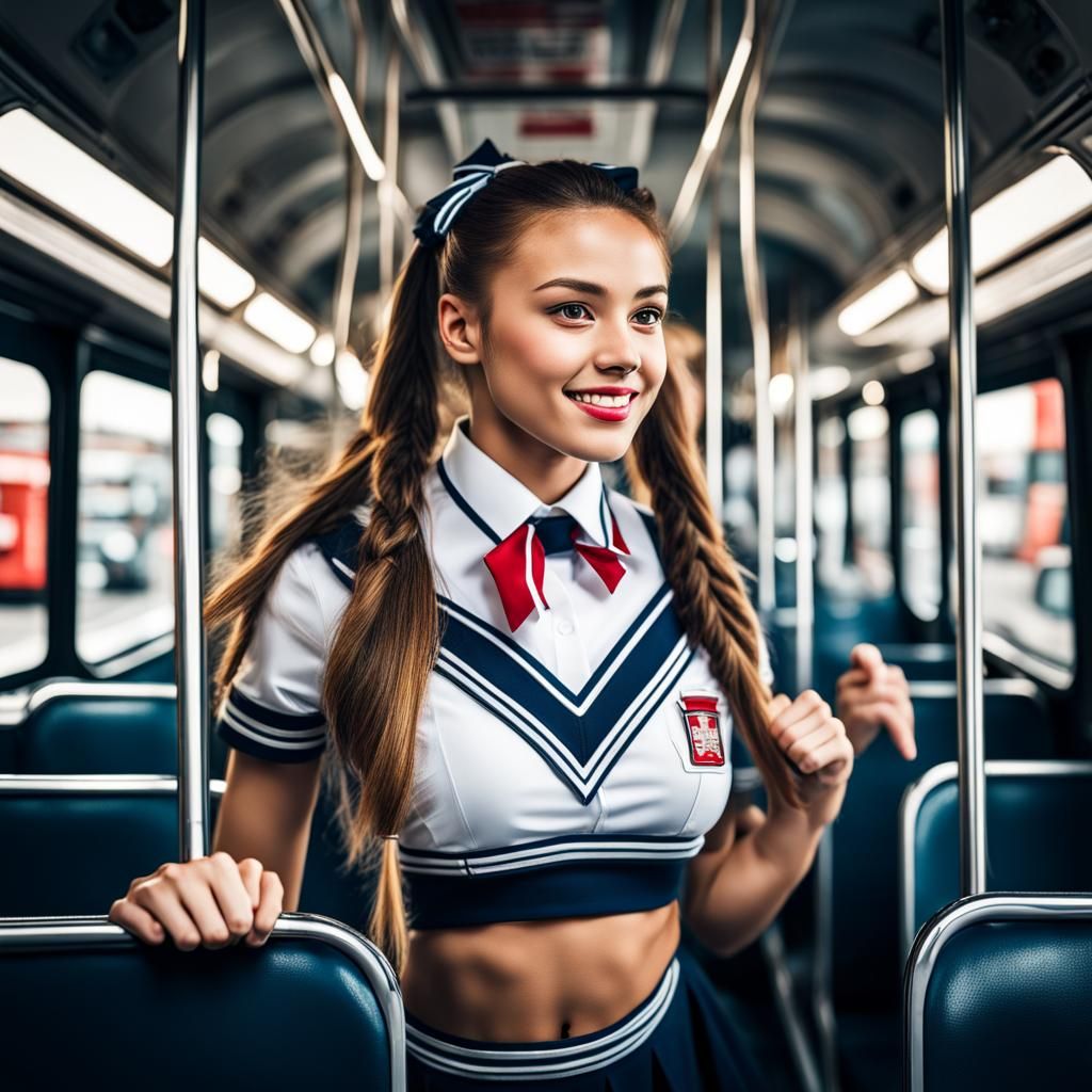 Cheerleader Dances on London Bus in HDR