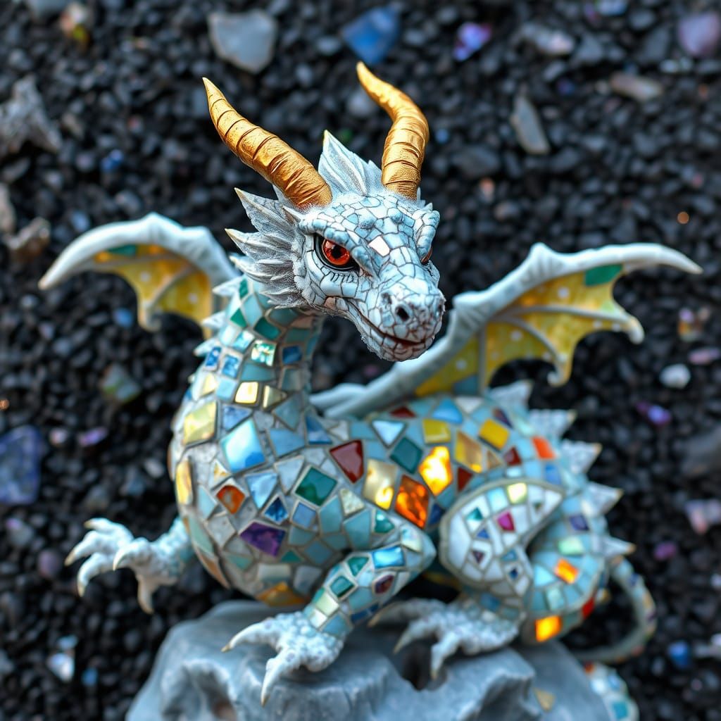 Frost Dragon in Vibrant Mosaic Style