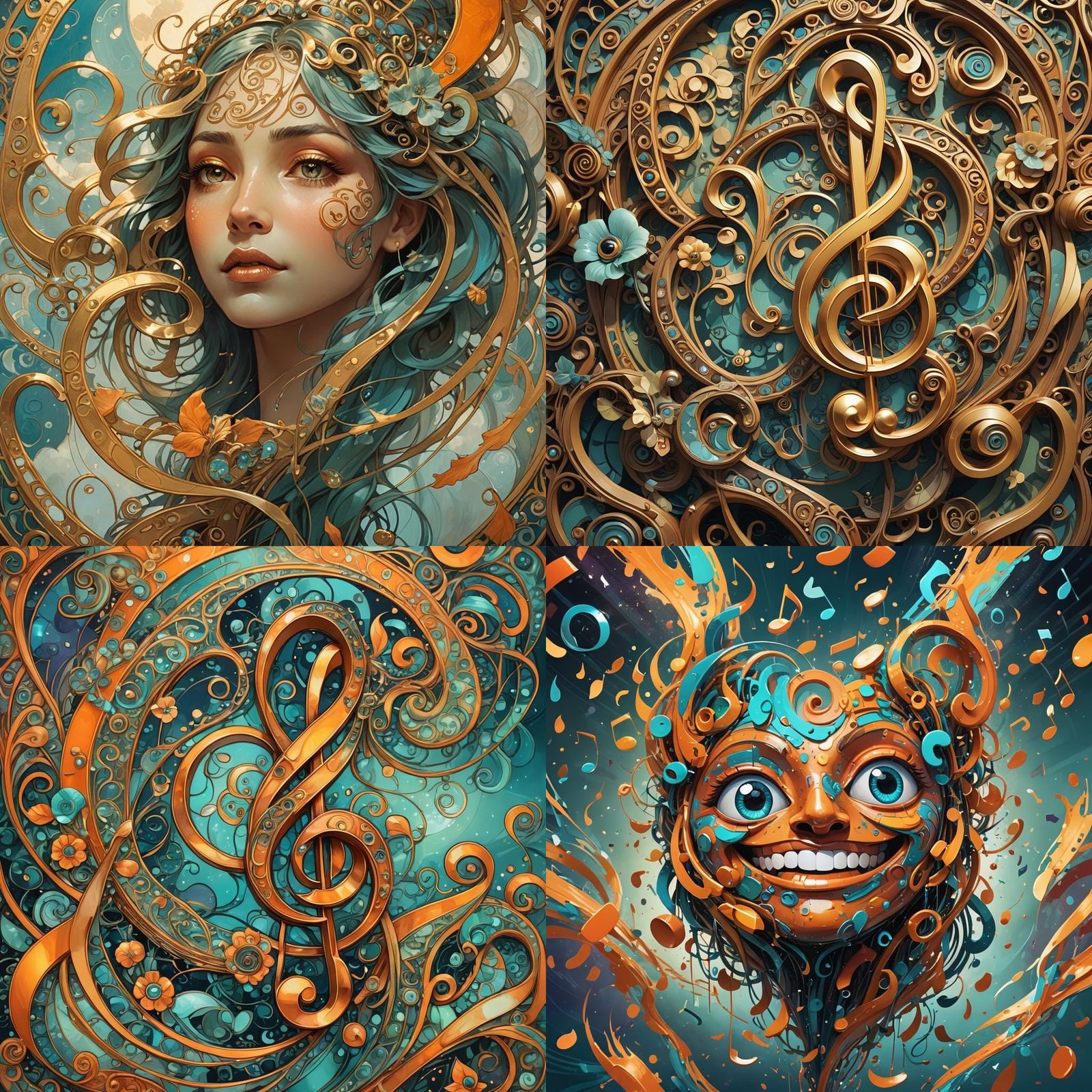 Cheerful Singing Musical Note Concept Art