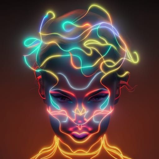 Electric Neon Lightning Portrait in Retro Style