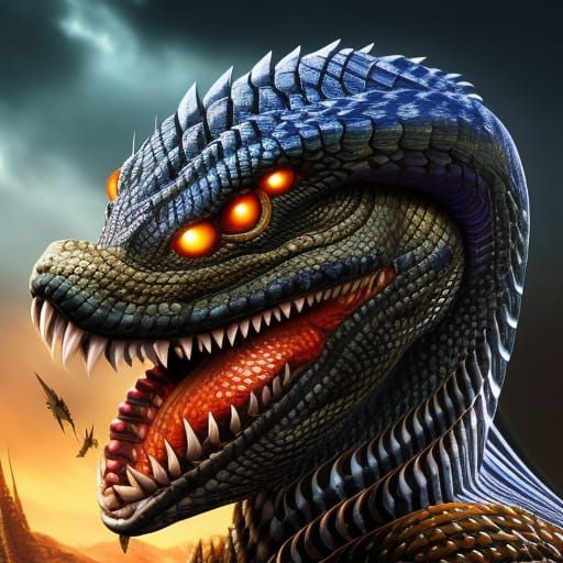 Epic Naga Cobra Hybrid in Dungeons and Dragons Style