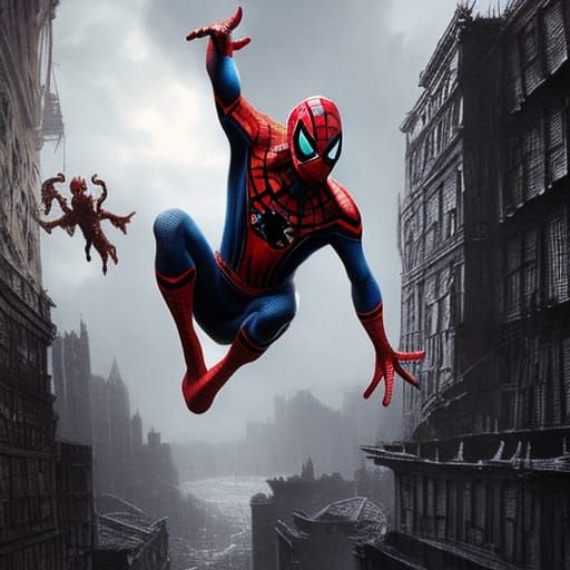Spiderman in Horror Style, High Resolution