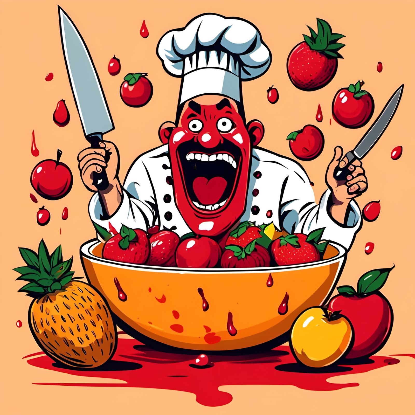 Terrified Fruit Faces Impending Doom Cartoon