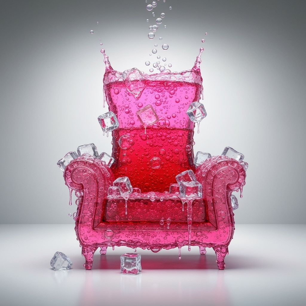 Pink Soda Armchair Made of Neon Drink and Ice
