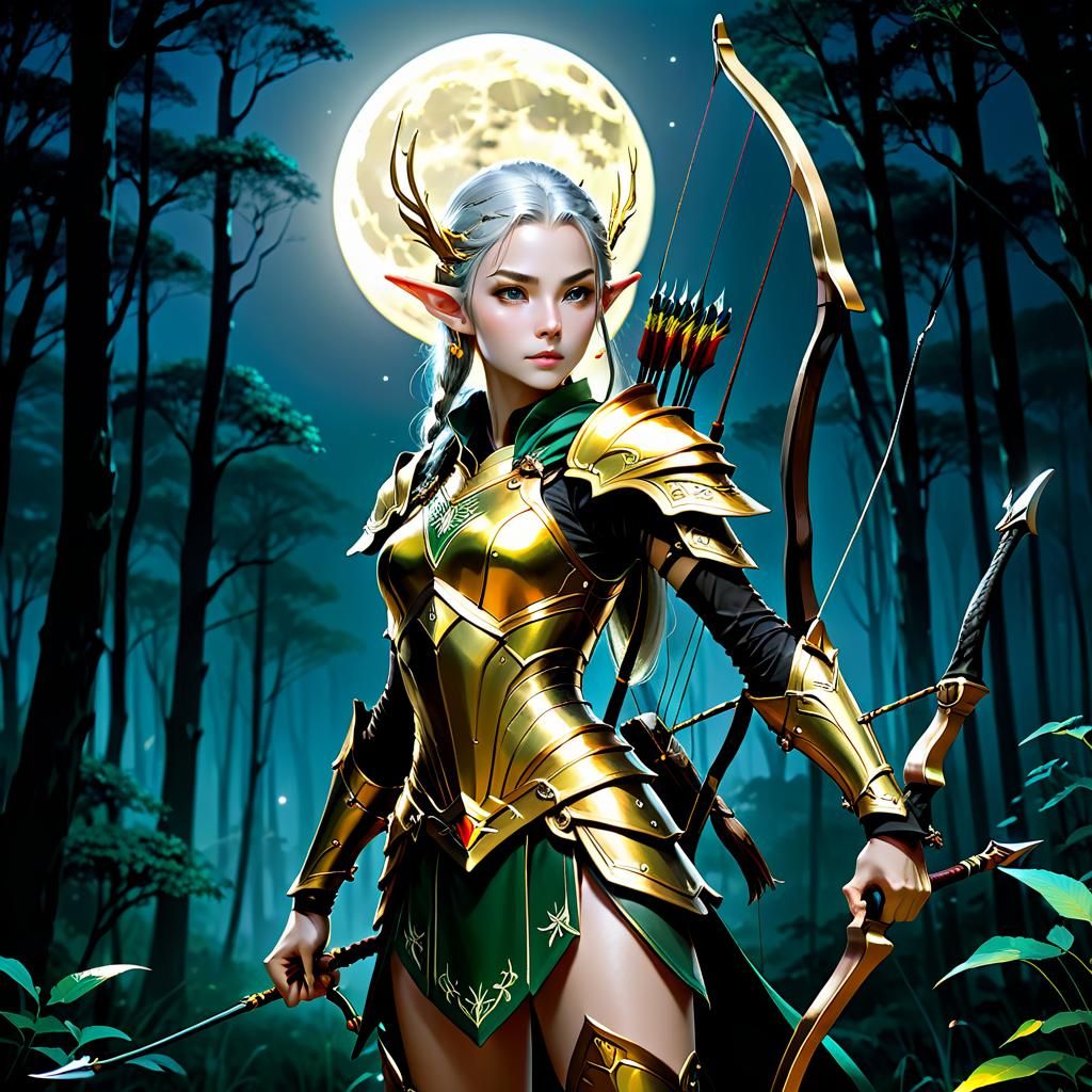 Elven Archer in Magical Woods: Digital Speedpaint