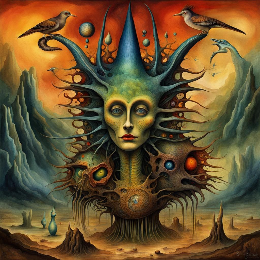 Surrealistic Dreamscape in Organicpunk Style