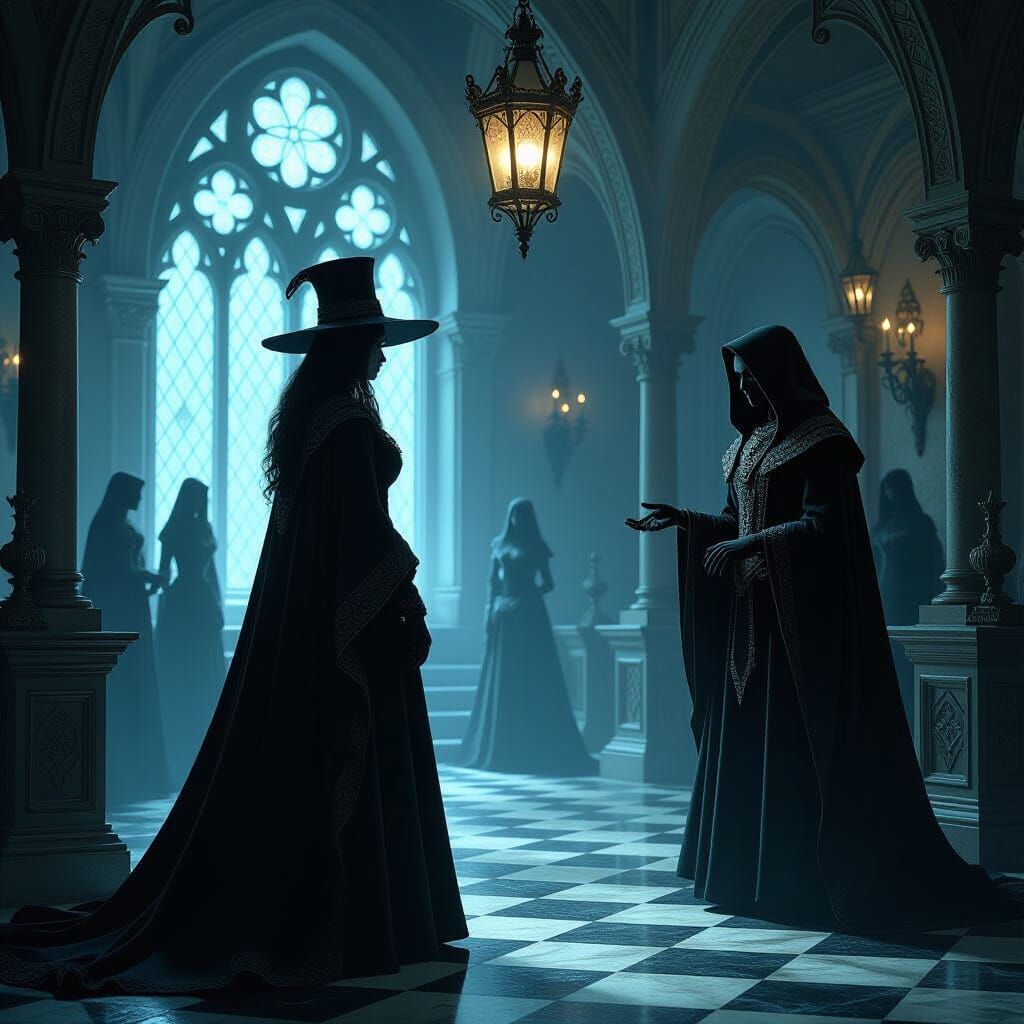 Scholar and Fae Noble in Mystical Manor