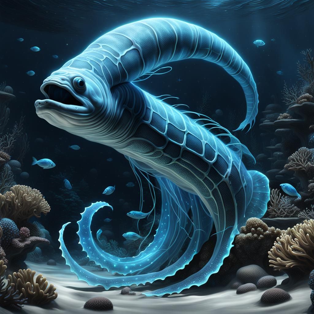 Bioluminescent Sea Eel Fantasy Concept Art