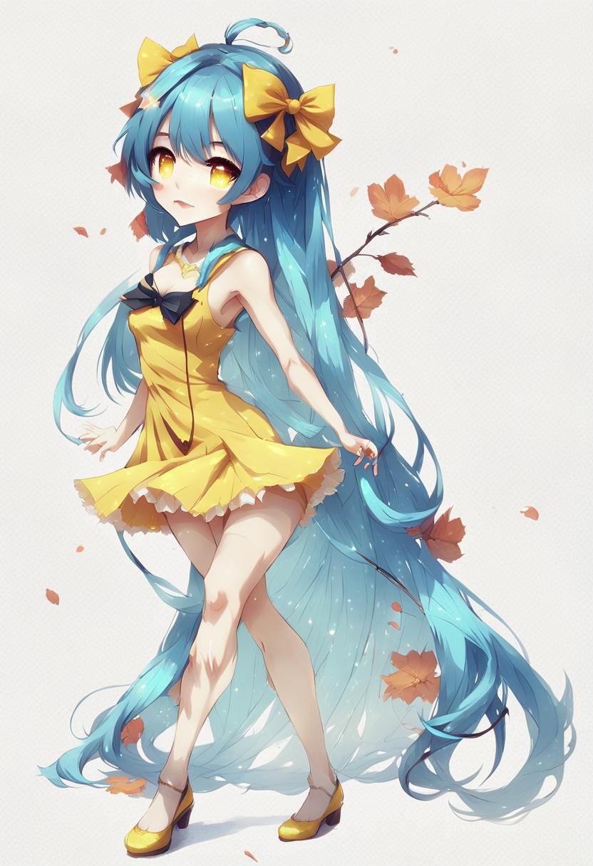 Anime Girl with Blue Hair in Digital Art