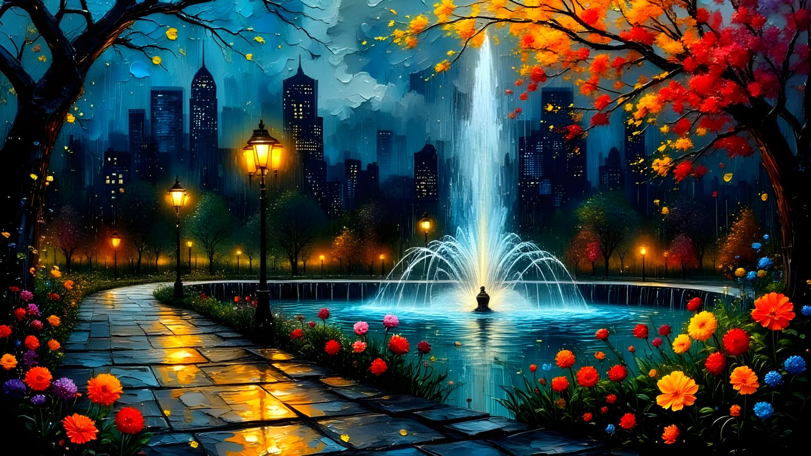 Rainy night in the park