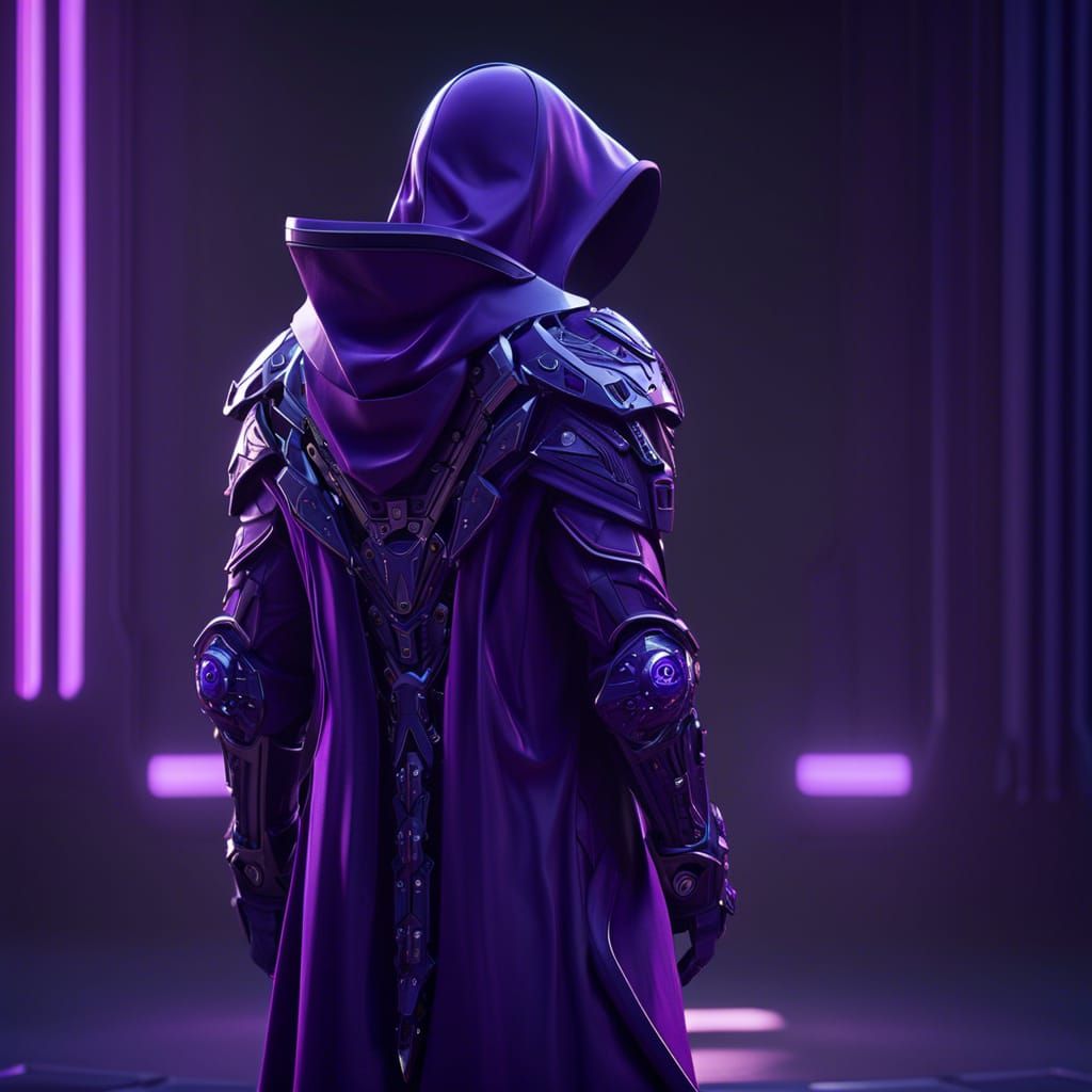 Epic Sci-Fi Character in Hooded Robe