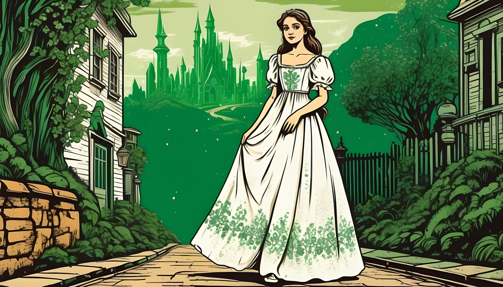 Princess in Emerald City: 1800s Block Print
