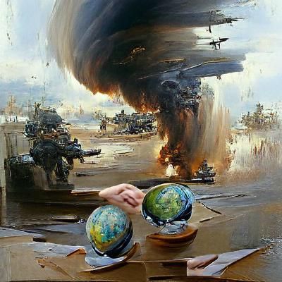 World War 3 as Oil Painting by Gurney