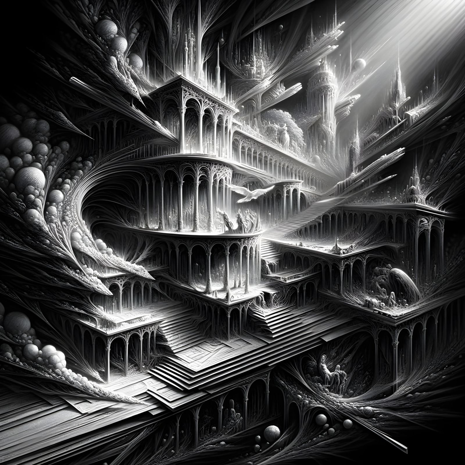 Hyper-Detailed Charcoal Drawing of Intuition's Prediction