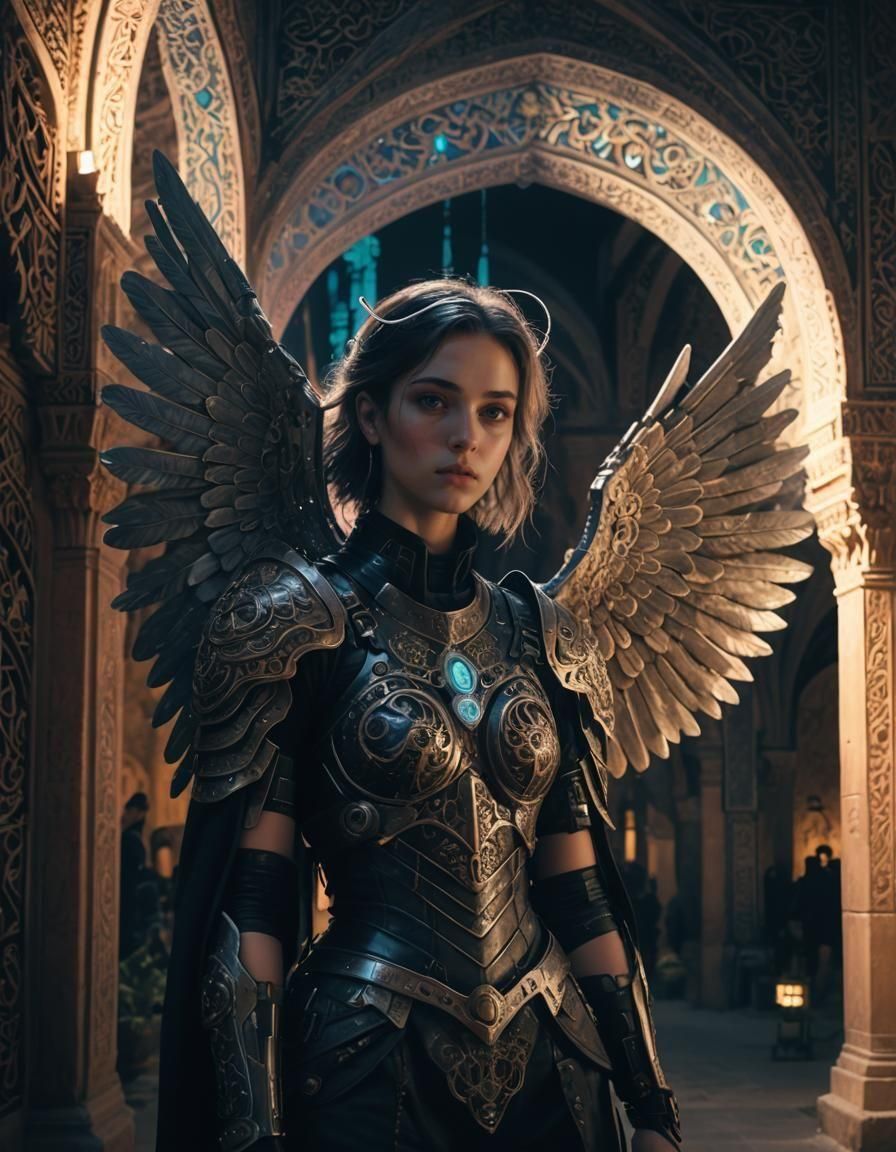 Cyberpunk Angel of Alhambra Wallpaper