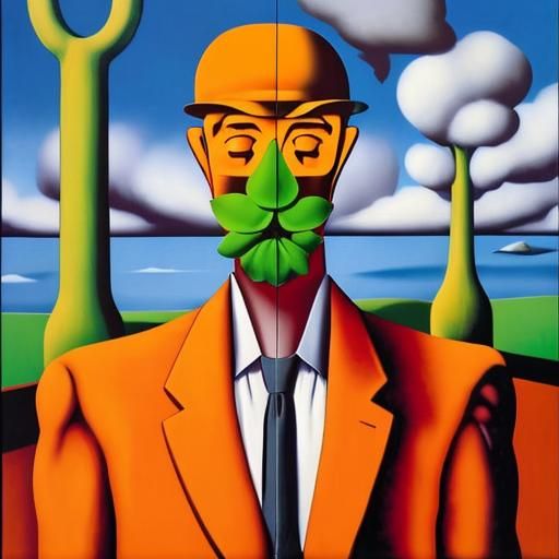 Surreal Homage to Magritte's Iconic Style