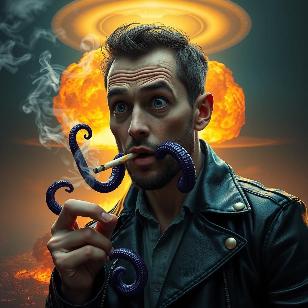 Nightmarish Smoker in Art Nouveau Style