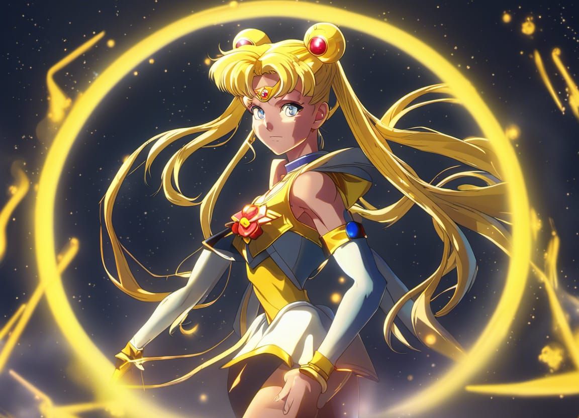 Sailor Moon as Super Saiyan Concept Art