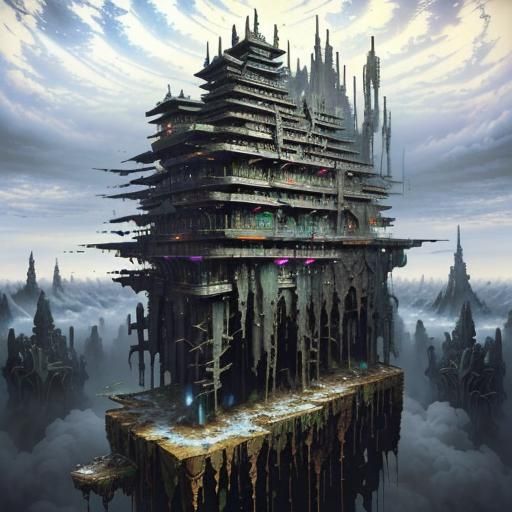 Harmonious Cyberpunk Heaven: A Digital Mixed Media Vision